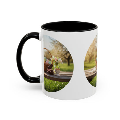 Easter Basket Coffee Mug — Spring Pastel Egg Design (11/15oz Accent Mug)
