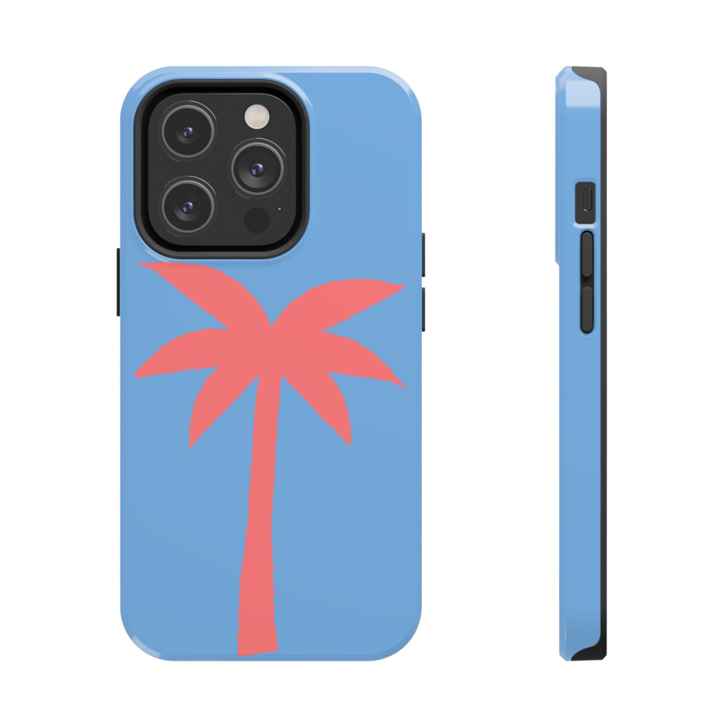 Tough Phone Case — Coral Palm on Sky Blue (Durable Protective Phone Cover)