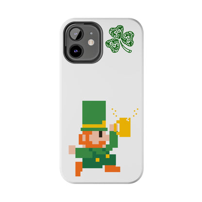St. Patrick's Pixel Leprechaun Tough Phone Case — Shamrock & Beer Mug