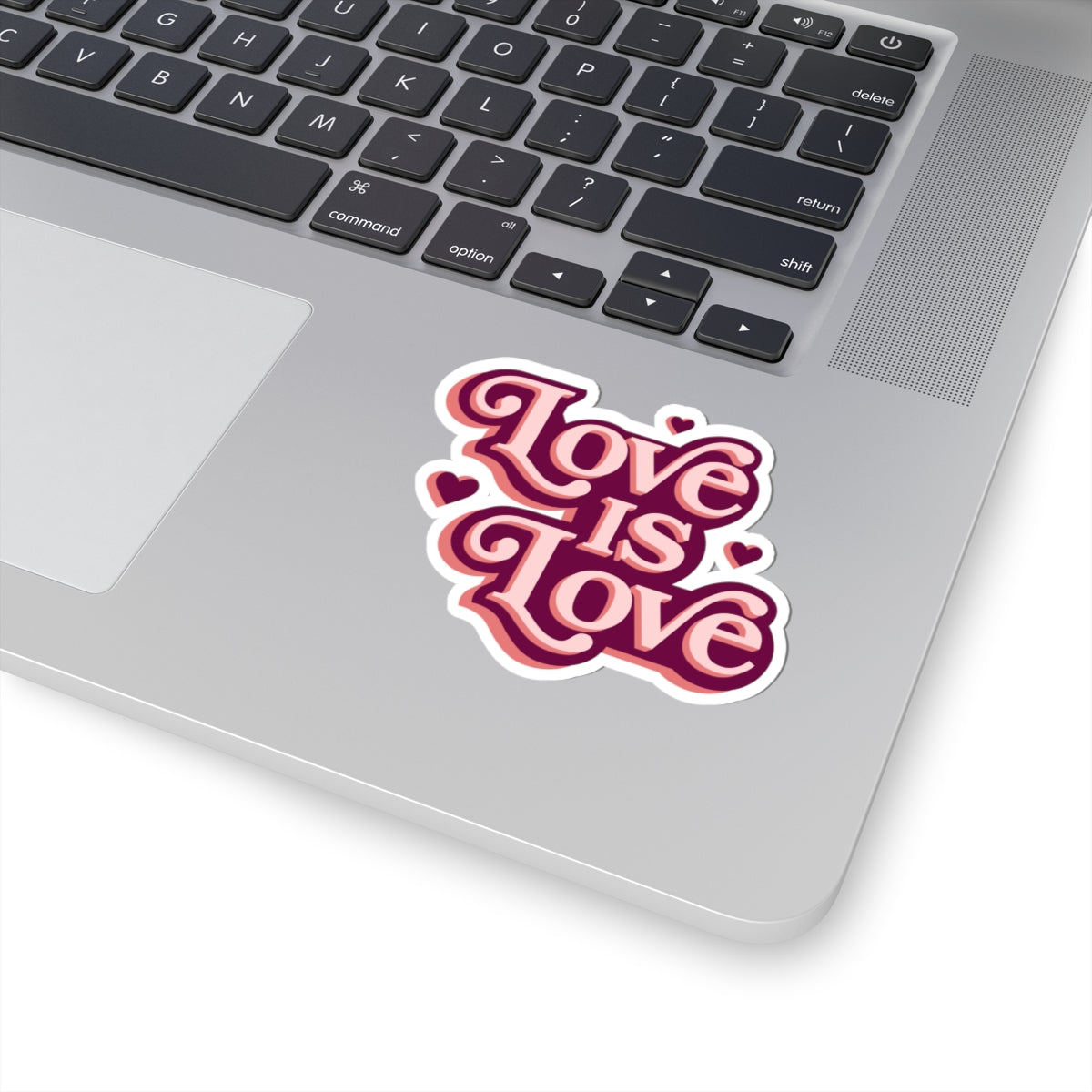 Love Is Love Kiss-Cut Sticker — Retro Pride Heart Decal for Laptops & Water Bottles