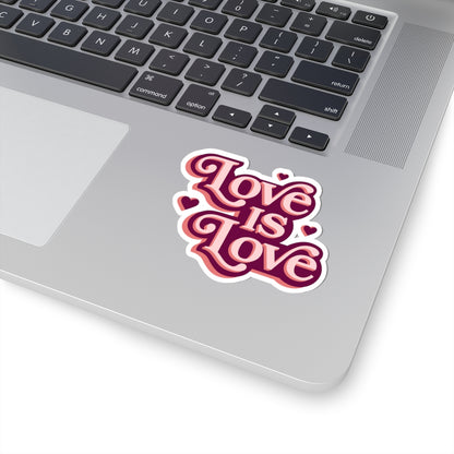 Love Is Love Kiss-Cut Sticker — Retro Pride Heart Decal for Laptops & Water Bottles