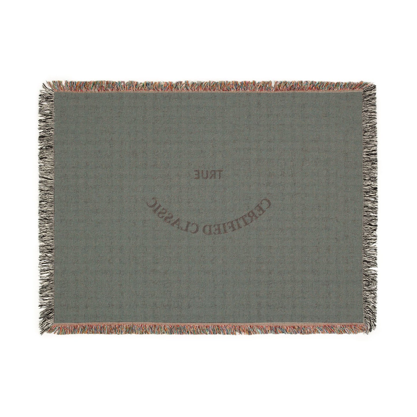 Woven Blanket — 'True Complicated Classic' Embroidered Throw (Pink or Green)