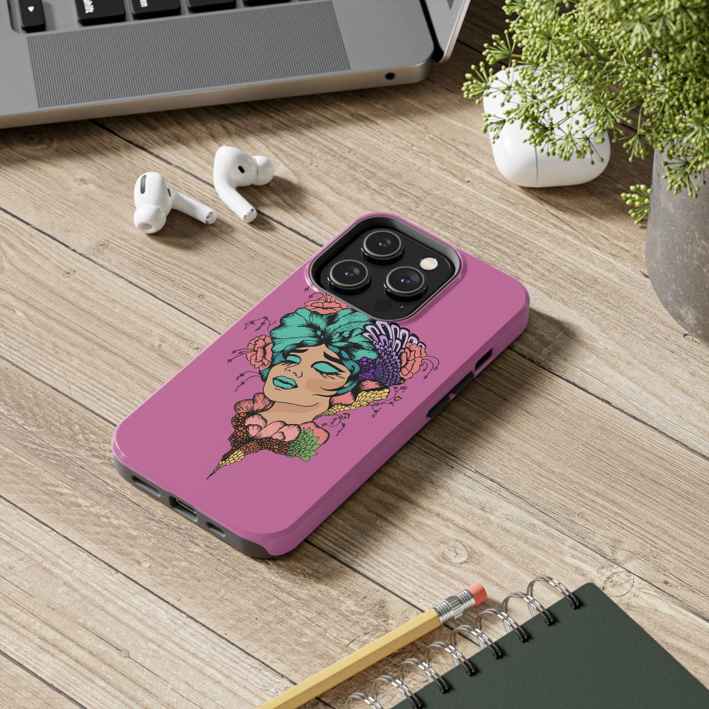 Tough Phone Case — Retro Floral Femme Illustration, Protective Art Phone Cover