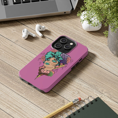 Tough Phone Case — Retro Floral Femme Illustration, Protective Art Phone Cover