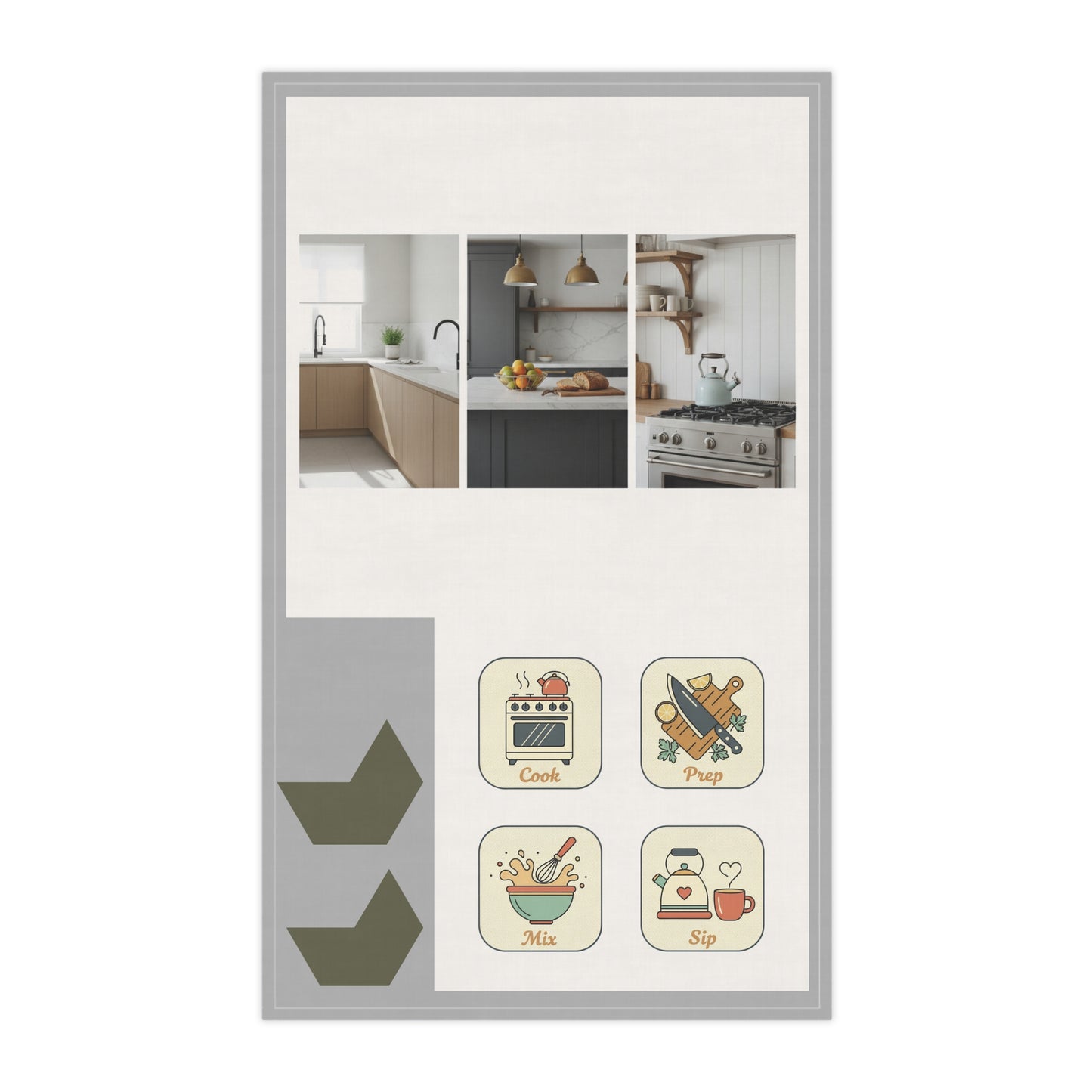 Kitchen Icon Tea Towel — Cook, Prep, Mix, Sip Cotton Tea Towel