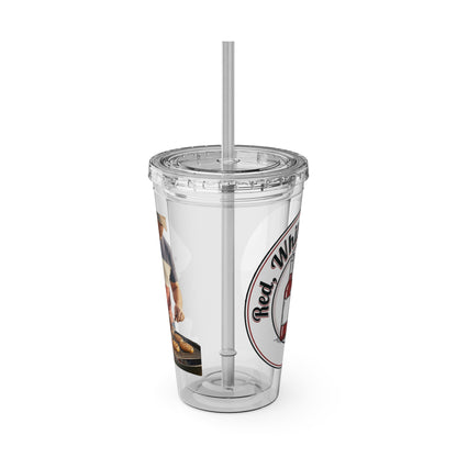 16oz Sunsplash Tumbler with Straw — Beach BBQ Graphic Travel Cup