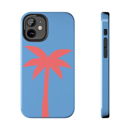 Tough Phone Case — Coral Palm on Sky Blue (Durable Protective Phone Cover)