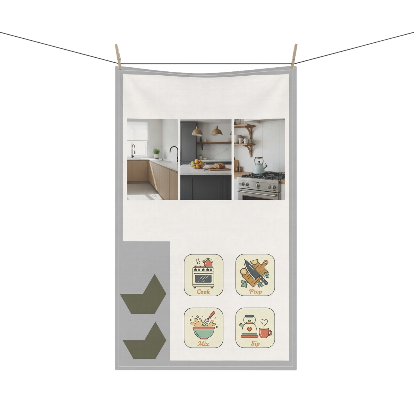 Kitchen Icon Tea Towel — Cook, Prep, Mix, Sip Cotton Tea Towel