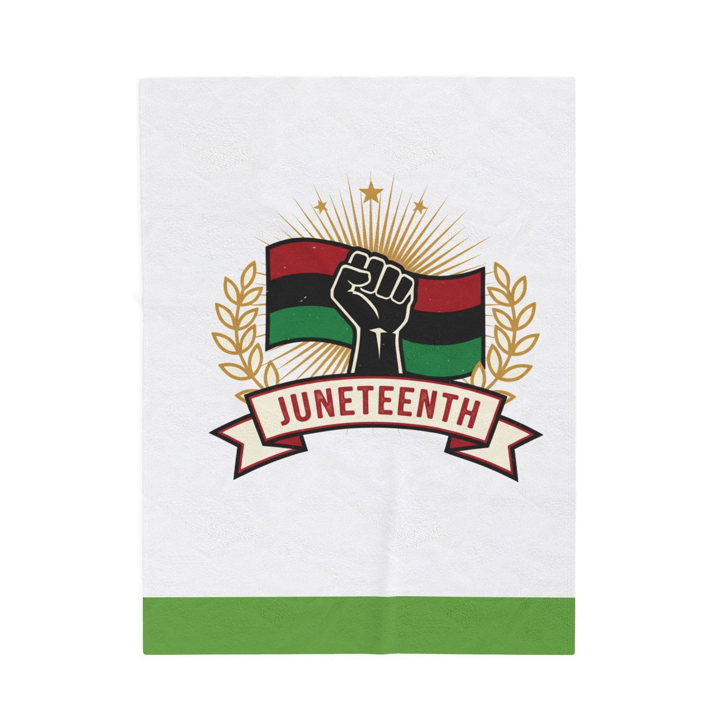 Juneteenth Velveteen Plush Blanket — Afrocentric Fist & Pan-African Flag Design