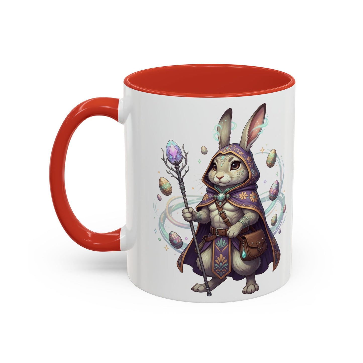 Easter Egg Accent Coffee Mug — Colorful Floral Bunny Design (11/15oz)