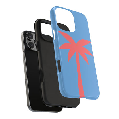Tough Phone Case — Coral Palm on Sky Blue (Durable Protective Phone Cover)