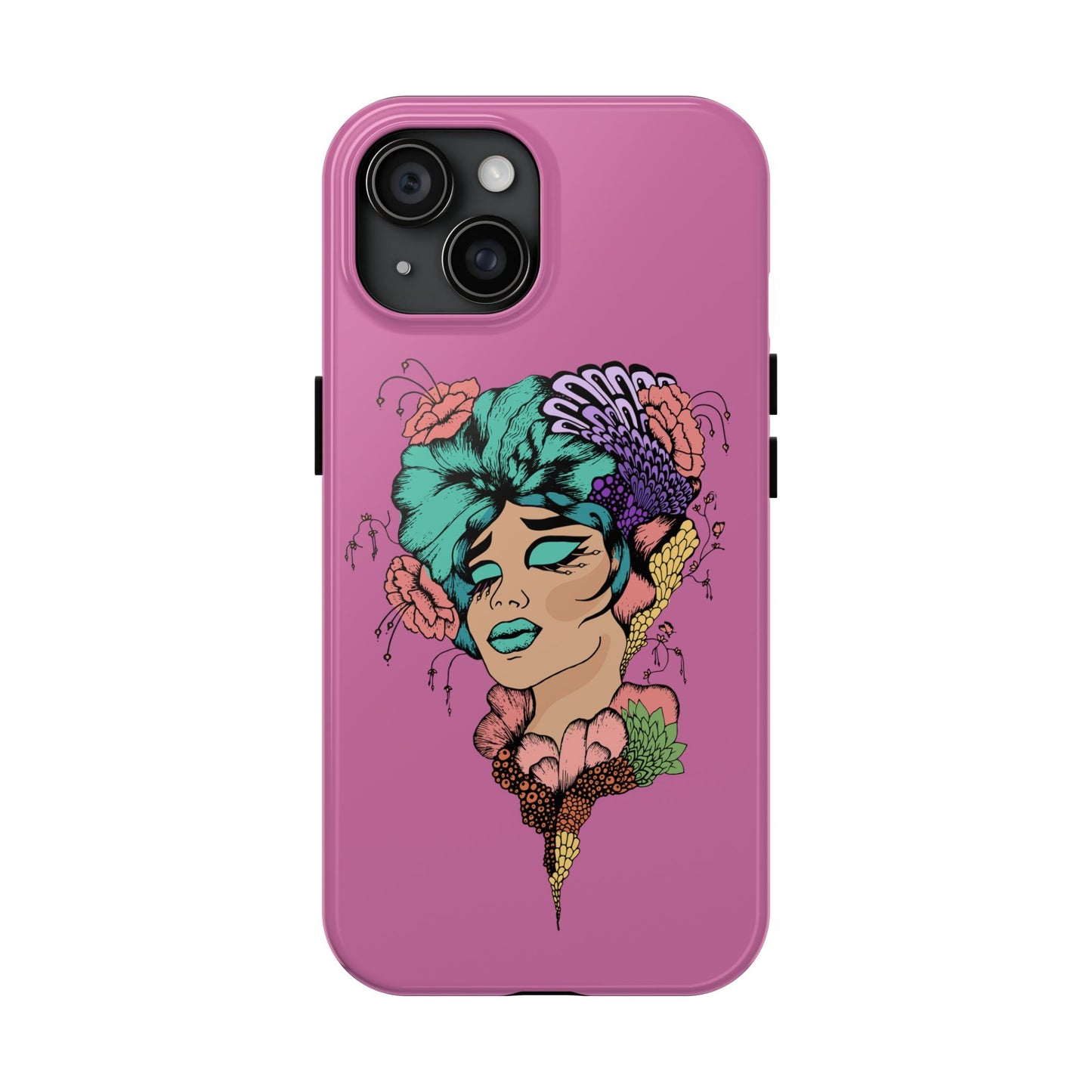 Tough Phone Case — Retro Floral Femme Illustration, Protective Art Phone Cover