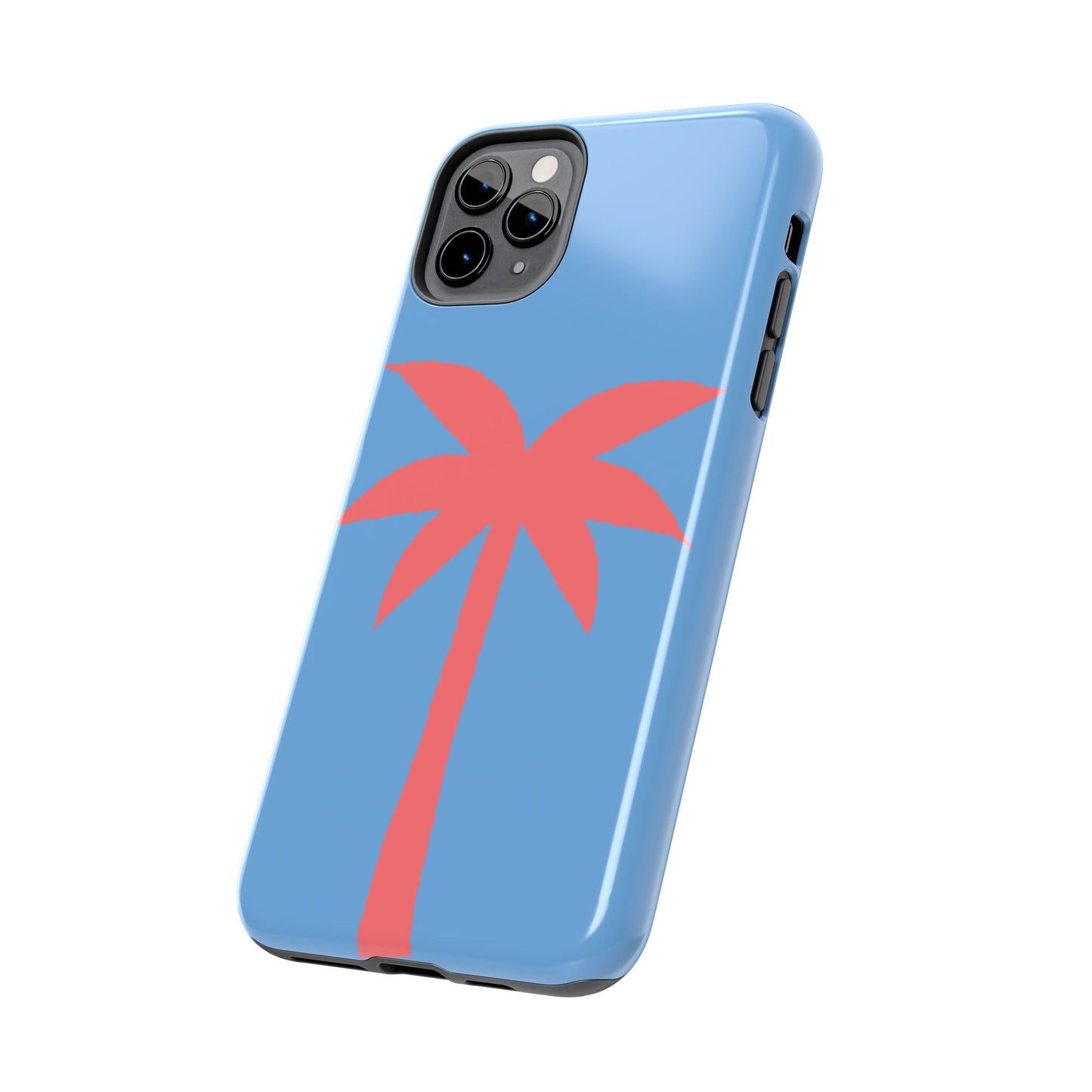 Tough Phone Case — Coral Palm on Sky Blue (Durable Protective Phone Cover)