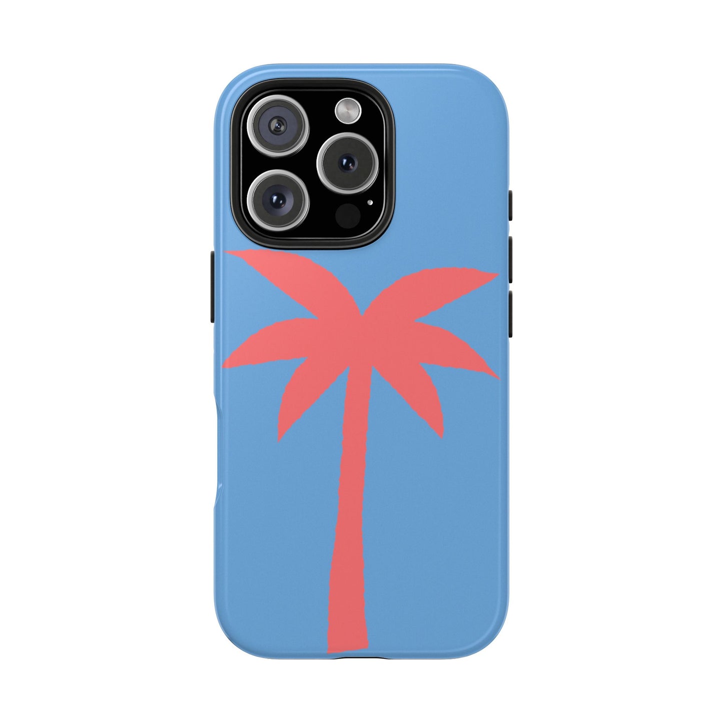 Tough Phone Case — Coral Palm on Sky Blue (Durable Protective Phone Cover)