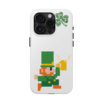 St. Patrick's Pixel Leprechaun Tough Phone Case — Shamrock & Beer Mug