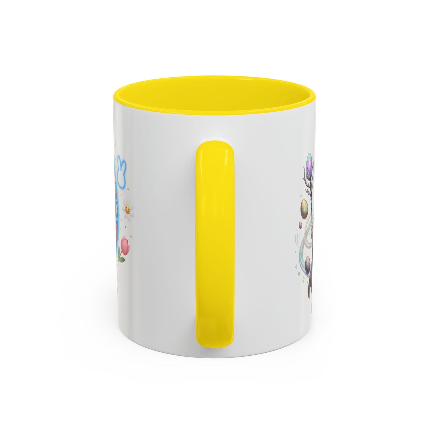 Easter Egg Accent Coffee Mug — Colorful Floral Bunny Design (11/15oz)