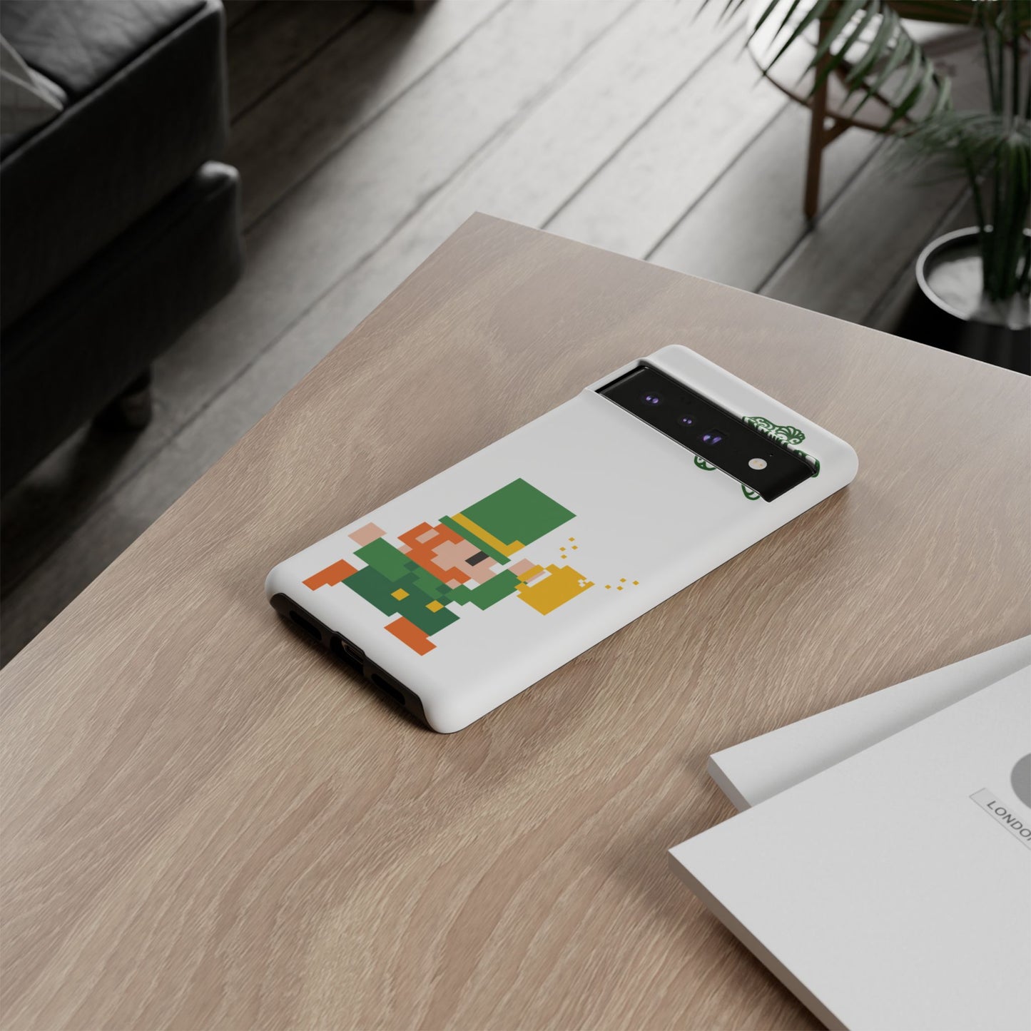 St. Patrick’s Pixel Leprechaun Phone Case — Cute Retro Gaming Clover Design