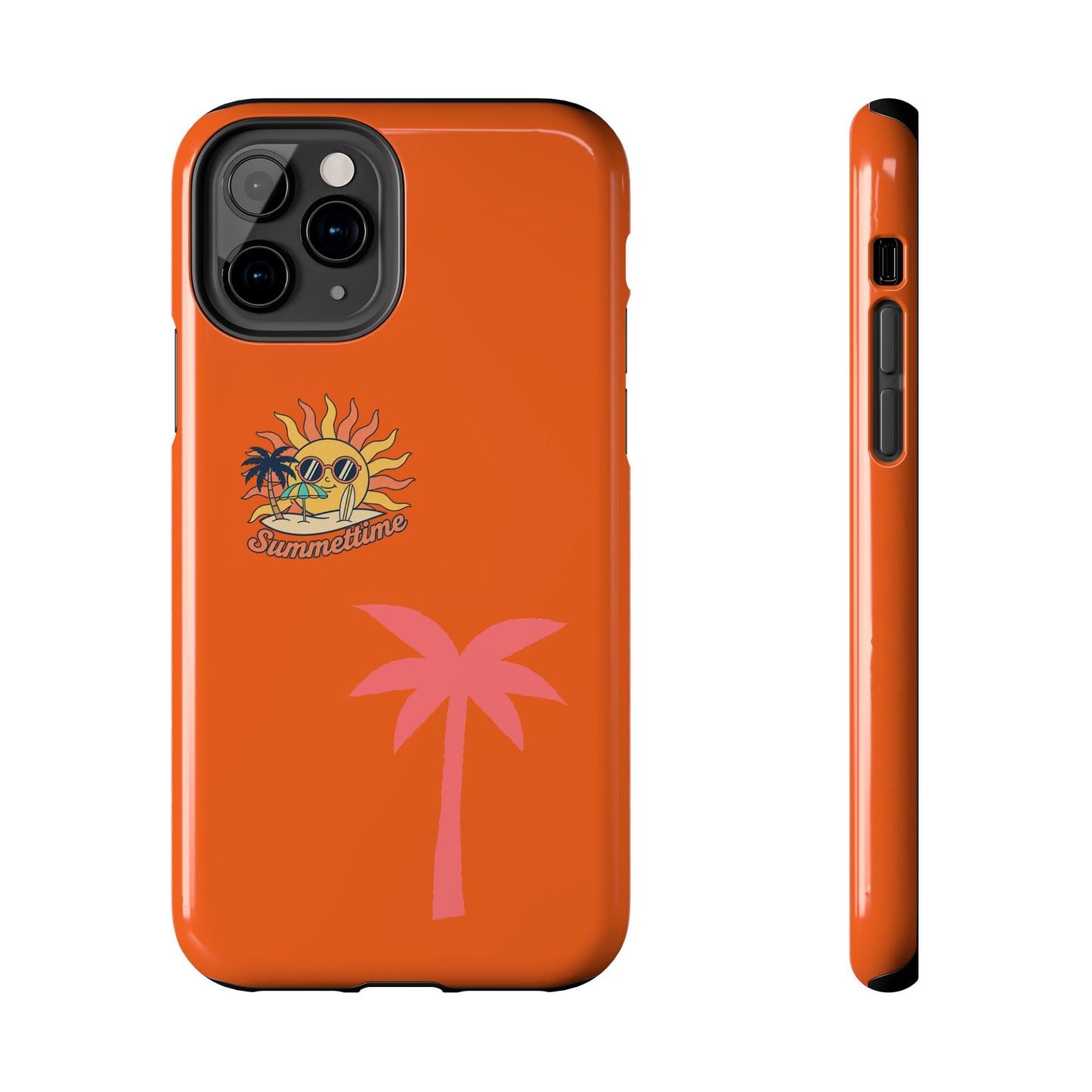 Summertime Palm Tough Phone Case — Retro Sun & Pink Palm Tropical Protective Cover