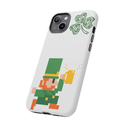 St. Patrick’s Pixel Leprechaun Phone Case — Cute Retro Gaming Clover Design