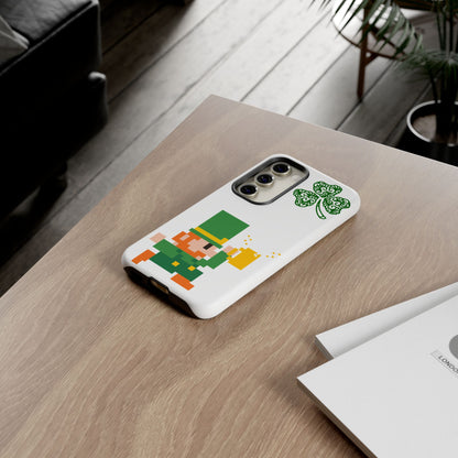 St. Patrick’s Pixel Leprechaun Phone Case — Cute Retro Gaming Clover Design