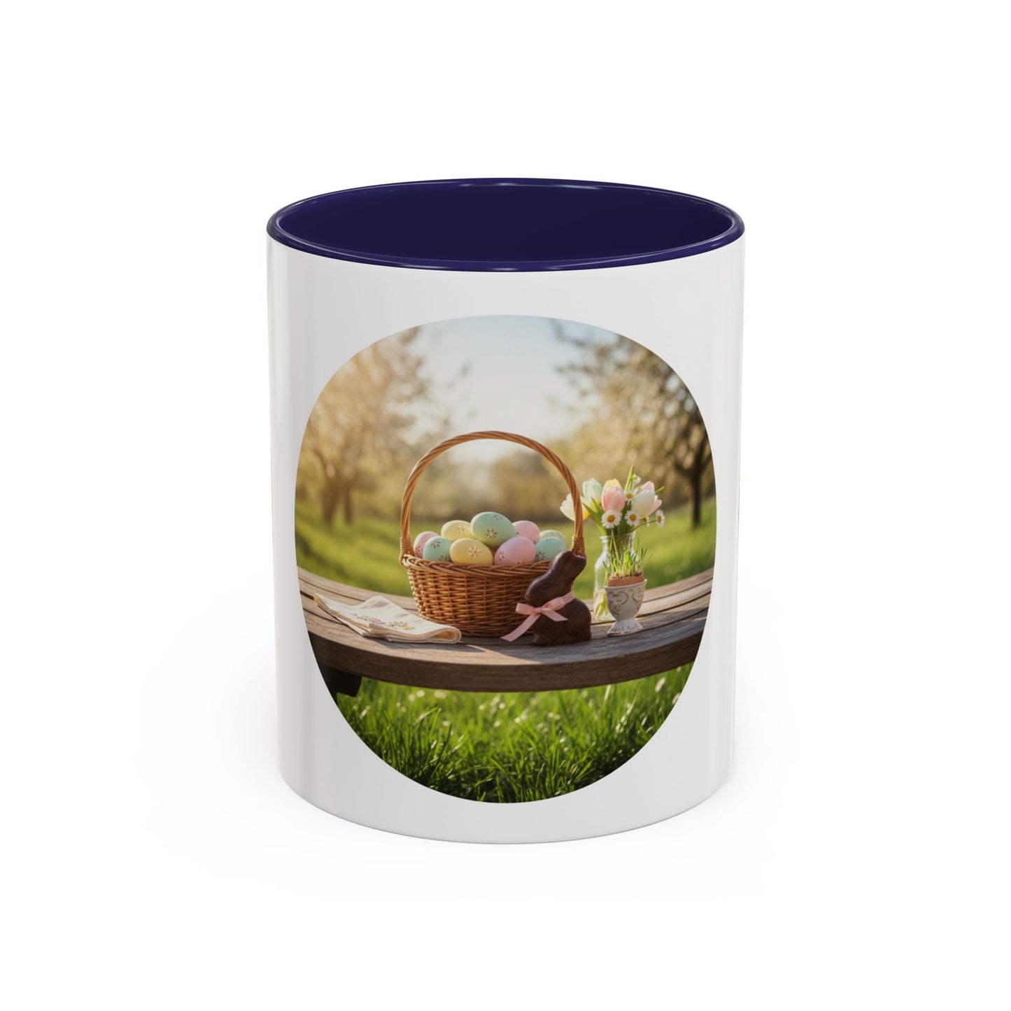 Easter Basket Coffee Mug — Spring Pastel Egg Design (11/15oz Accent Mug)