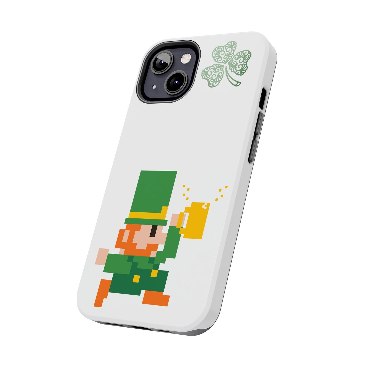 St. Patrick's Pixel Leprechaun Tough Phone Case — Shamrock & Beer Mug