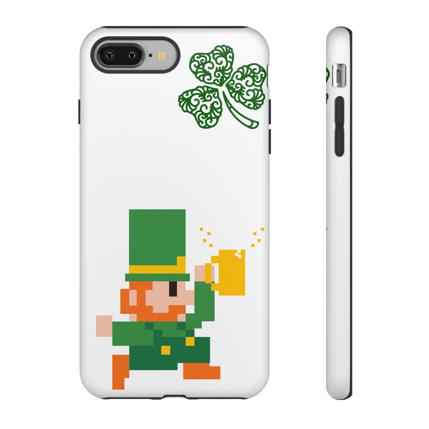 St. Patrick’s Pixel Leprechaun Phone Case — Cute Retro Gaming Clover Design