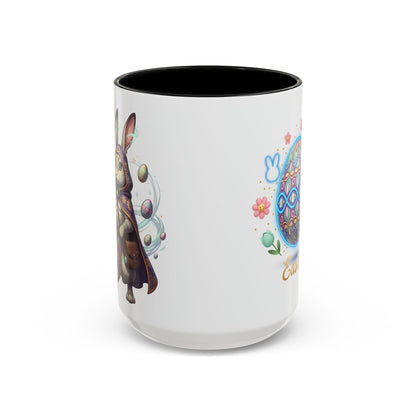 Easter Egg Accent Coffee Mug — Colorful Floral Bunny Design (11/15oz)