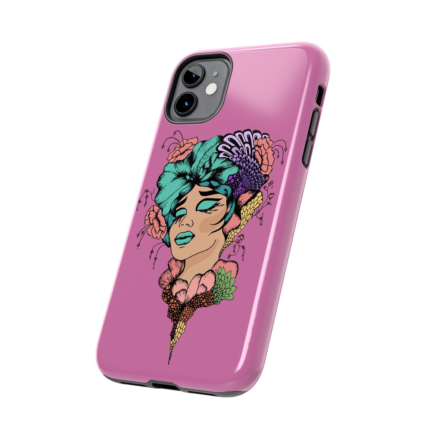 Tough Phone Case — Retro Floral Femme Illustration, Protective Art Phone Cover