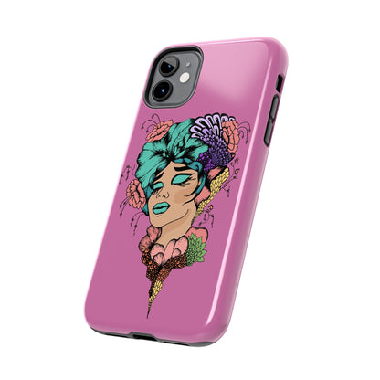 Tough Phone Case — Retro Floral Femme Illustration, Protective Art Phone Cover