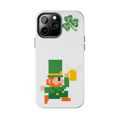 St. Patrick's Pixel Leprechaun Tough Phone Case — Shamrock & Beer Mug