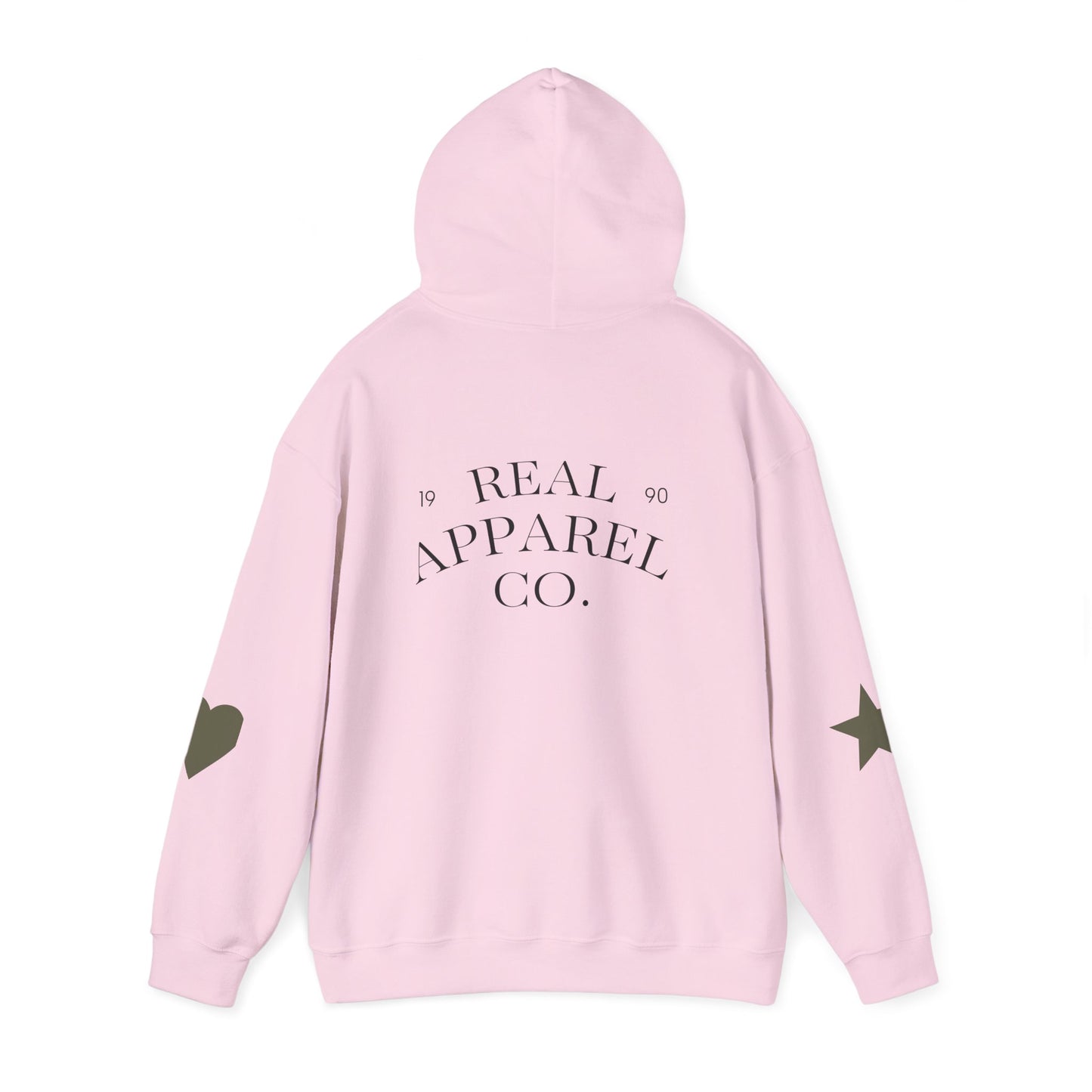 New Day Hoodie — "New Day" Graphic Pullover with Star & Heart Sleeve Accents