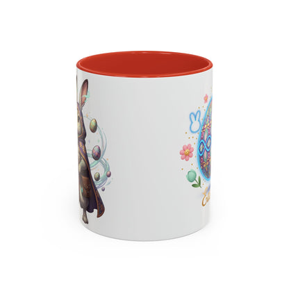 Easter Egg Accent Coffee Mug — Colorful Floral Bunny Design (11/15oz)