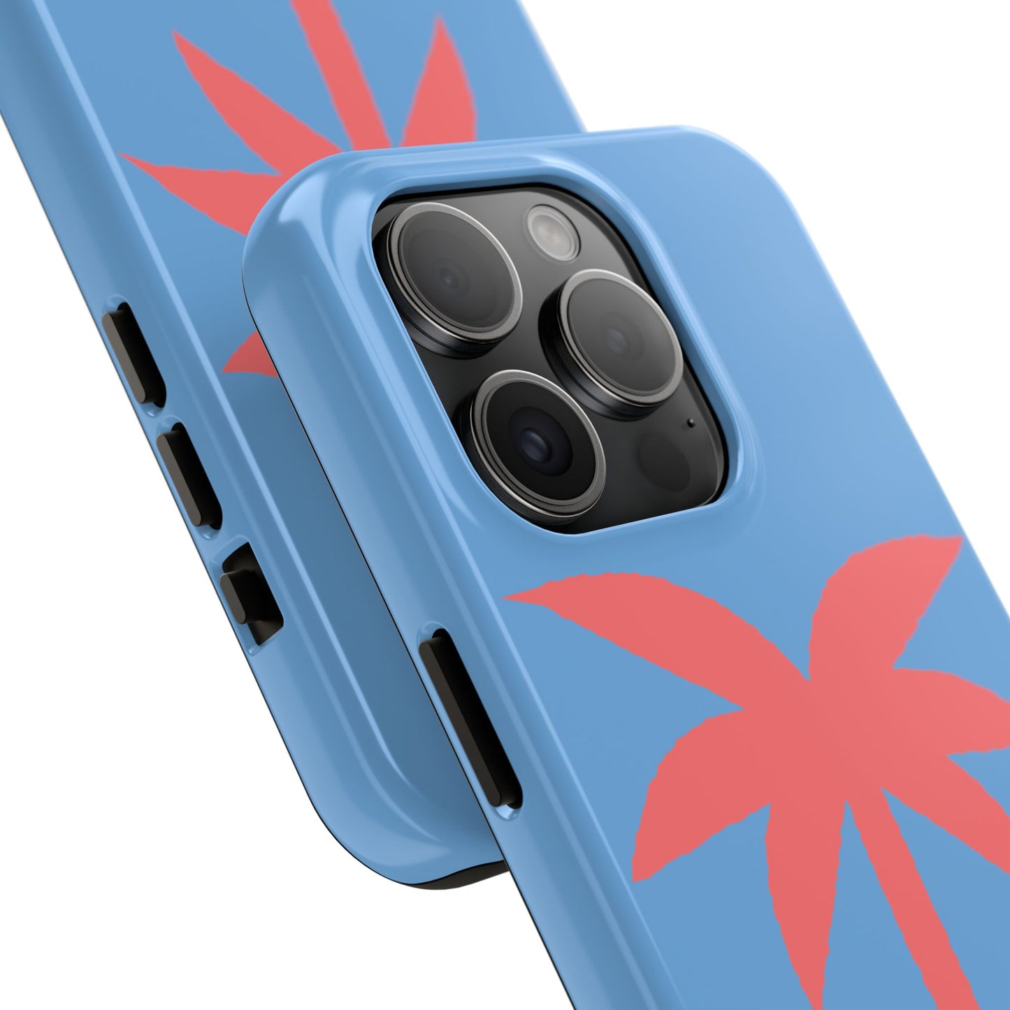 Tough Phone Case — Coral Palm on Sky Blue (Durable Protective Phone Cover)