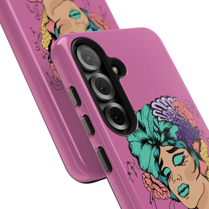 Tough Phone Case — Retro Floral Femme Illustration, Protective Art Phone Cover
