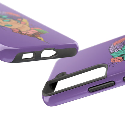 Floral Dreamer Tough Phone Case — Purple Artistic Woman Illustration, Protective iPhone Cover