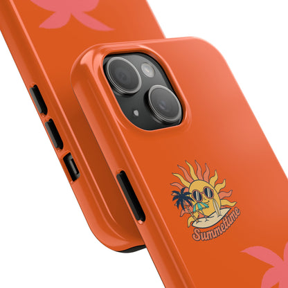 Summertime Palm Tough Phone Case — Retro Sun & Pink Palm Tropical Protective Cover