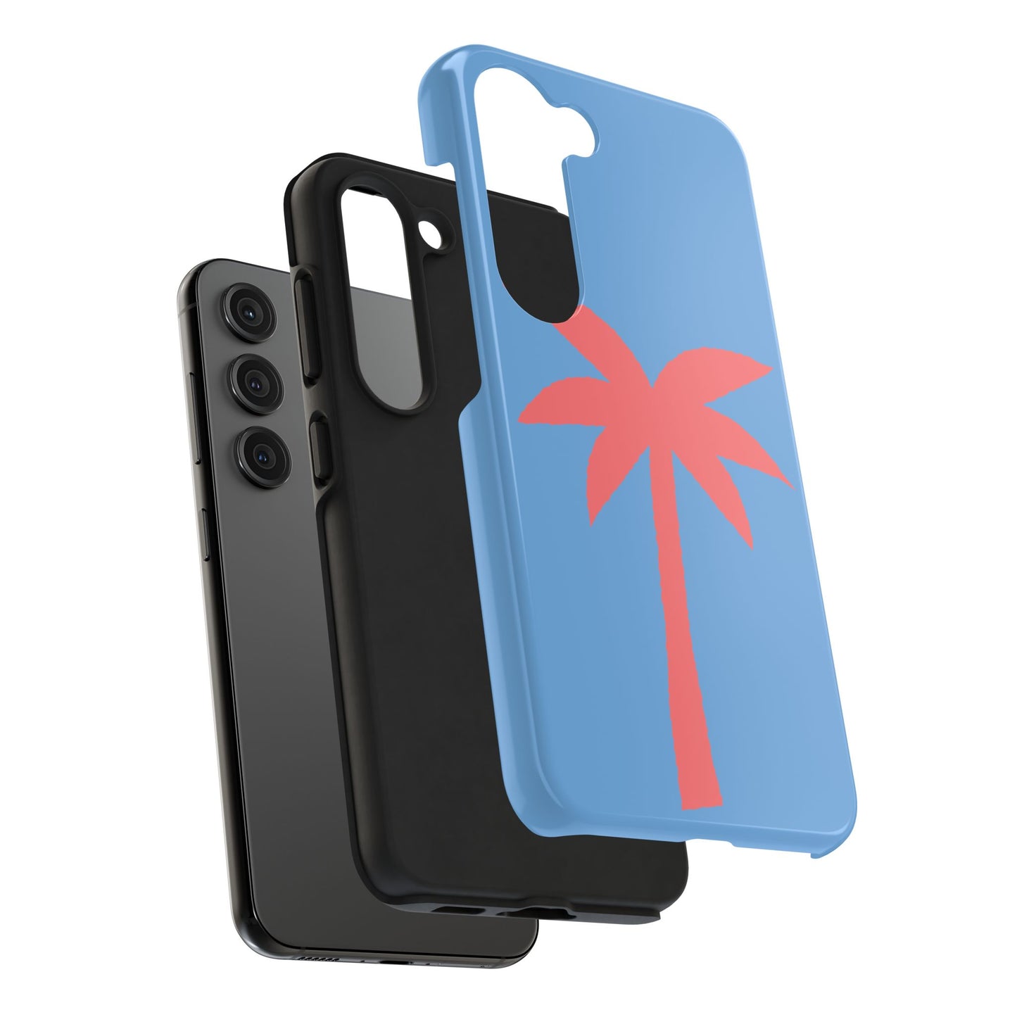 Tough Phone Case — Coral Palm on Sky Blue (Durable Protective Phone Cover)