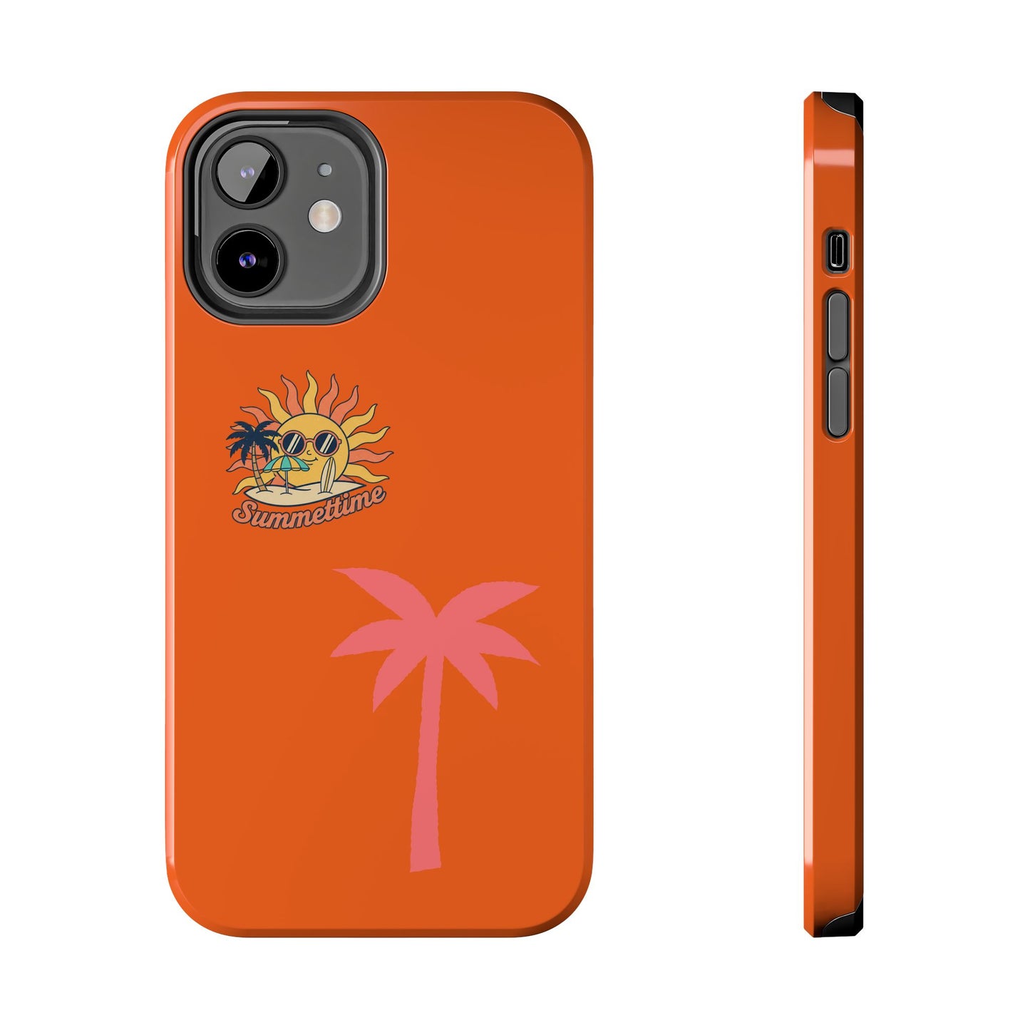 Summertime Palm Tough Phone Case — Retro Sun & Pink Palm Tropical Protective Cover