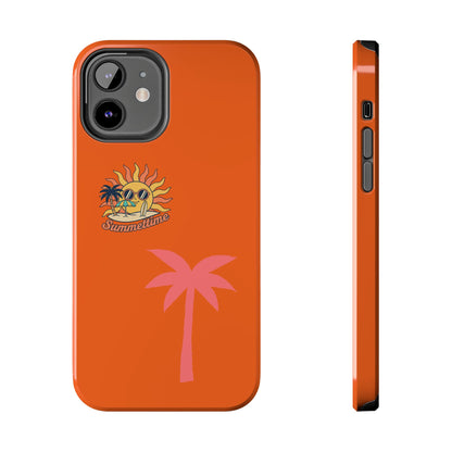 Summertime Palm Tough Phone Case — Retro Sun & Pink Palm Tropical Protective Cover