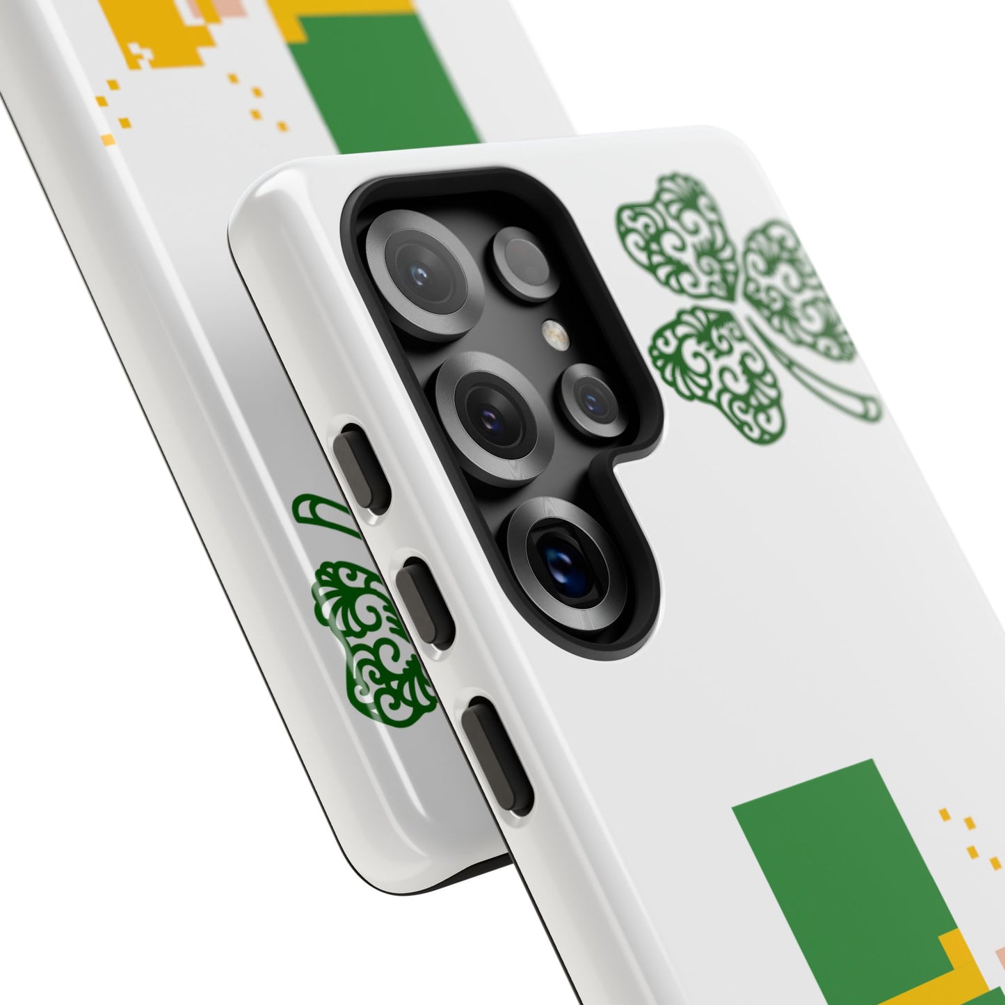 St. Patrick’s Pixel Leprechaun Phone Case — Cute Retro Gaming Clover Design