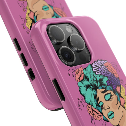 Tough Phone Case — Retro Floral Femme Illustration, Protective Art Phone Cover