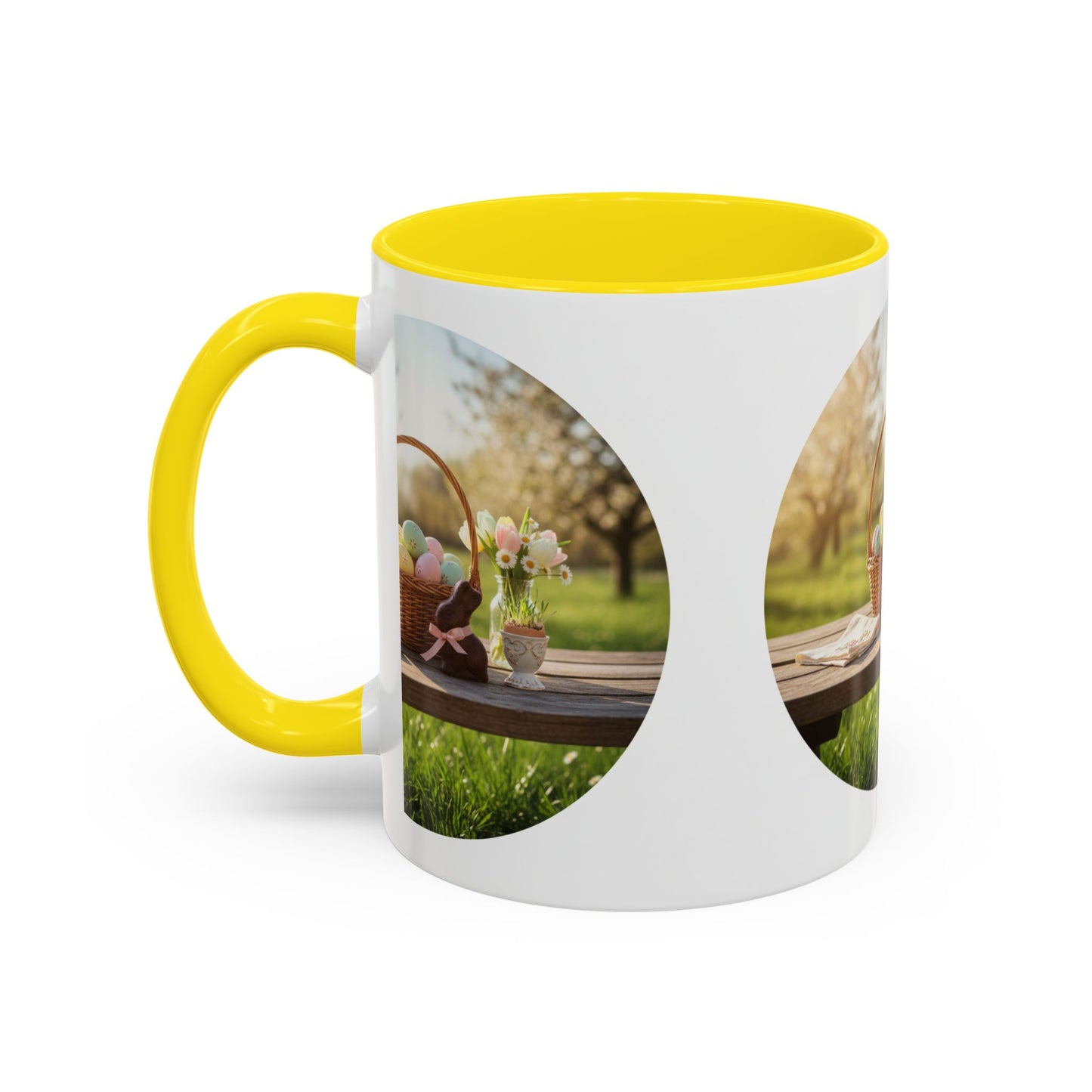 Easter Basket Coffee Mug — Spring Pastel Egg Design (11/15oz Accent Mug)