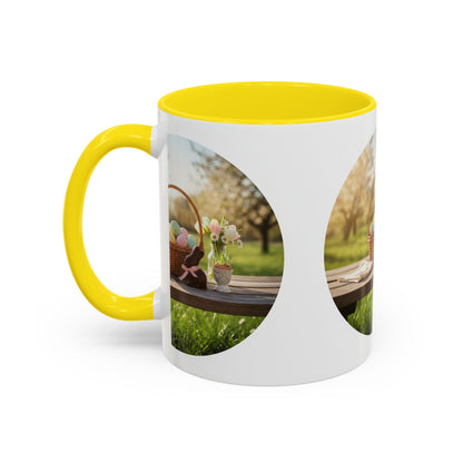 Easter Basket Coffee Mug — Spring Pastel Egg Design (11/15oz Accent Mug)