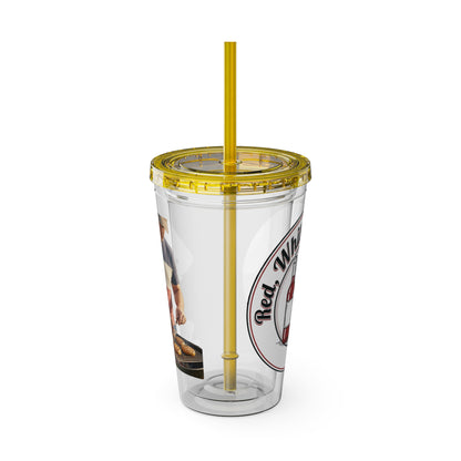 16oz Sunsplash Tumbler with Straw — Beach BBQ Graphic Travel Cup