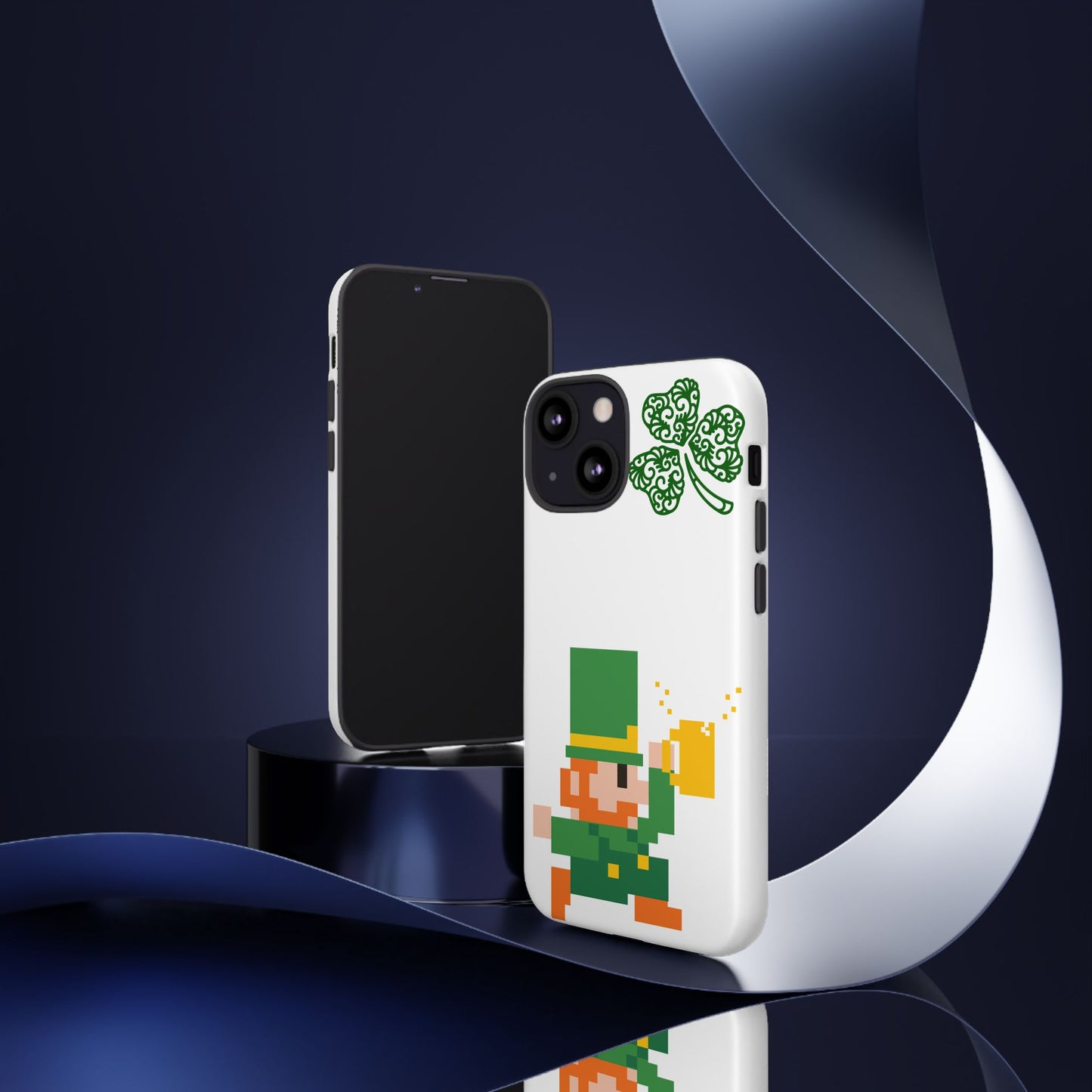 St. Patrick’s Pixel Leprechaun Phone Case — Cute Retro Gaming Clover Design