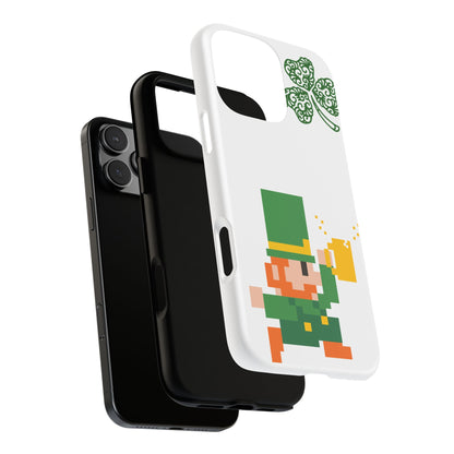 St. Patrick’s Pixel Leprechaun Phone Case — Cute Retro Gaming Clover Design