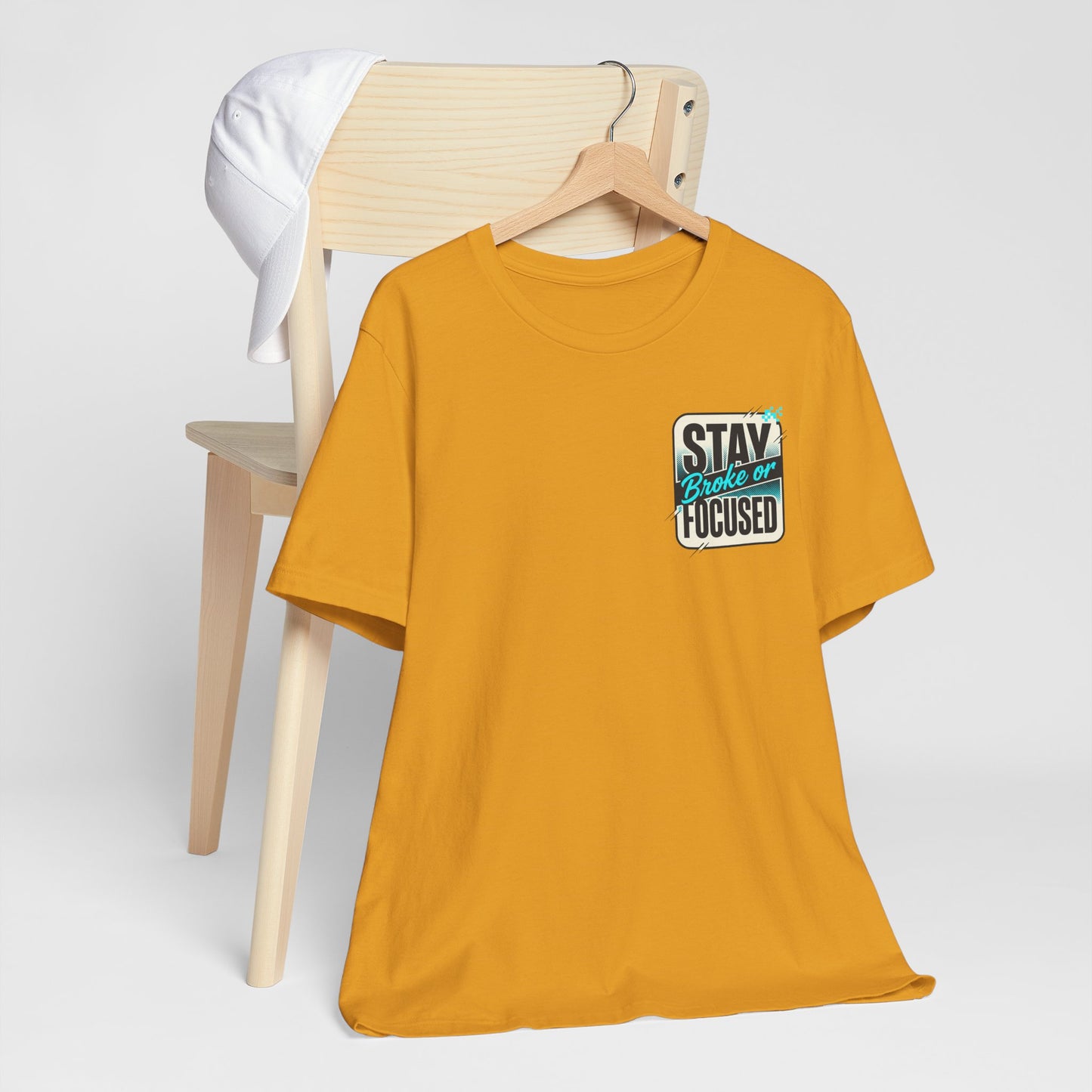 Stay Focused / Built Not Given Fitness T‑Shirt — “Stay Broke or Focused” Motivational Gym Tee