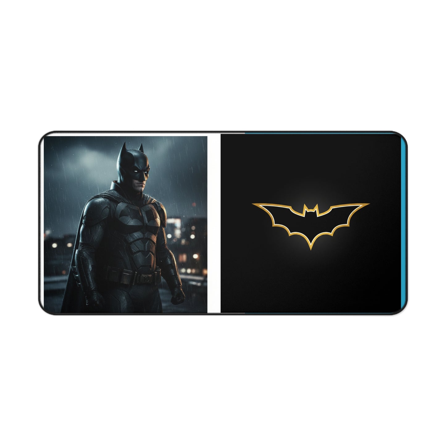 Batman Desk Mat — Dark Knight Gaming & Office Mouse Pad with Gold Bat Emblem