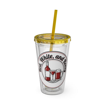 16oz Sunsplash Tumbler with Straw — Beach BBQ Graphic Travel Cup